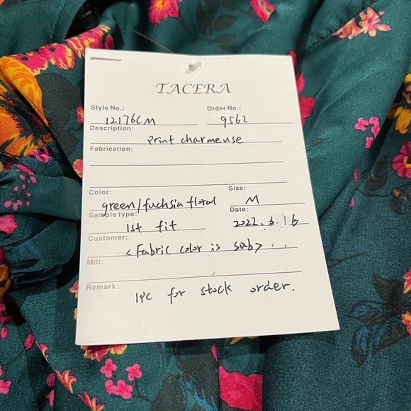 Tacera Green Floral Faux Wrap Midi Dress M - Picture 11 of 11